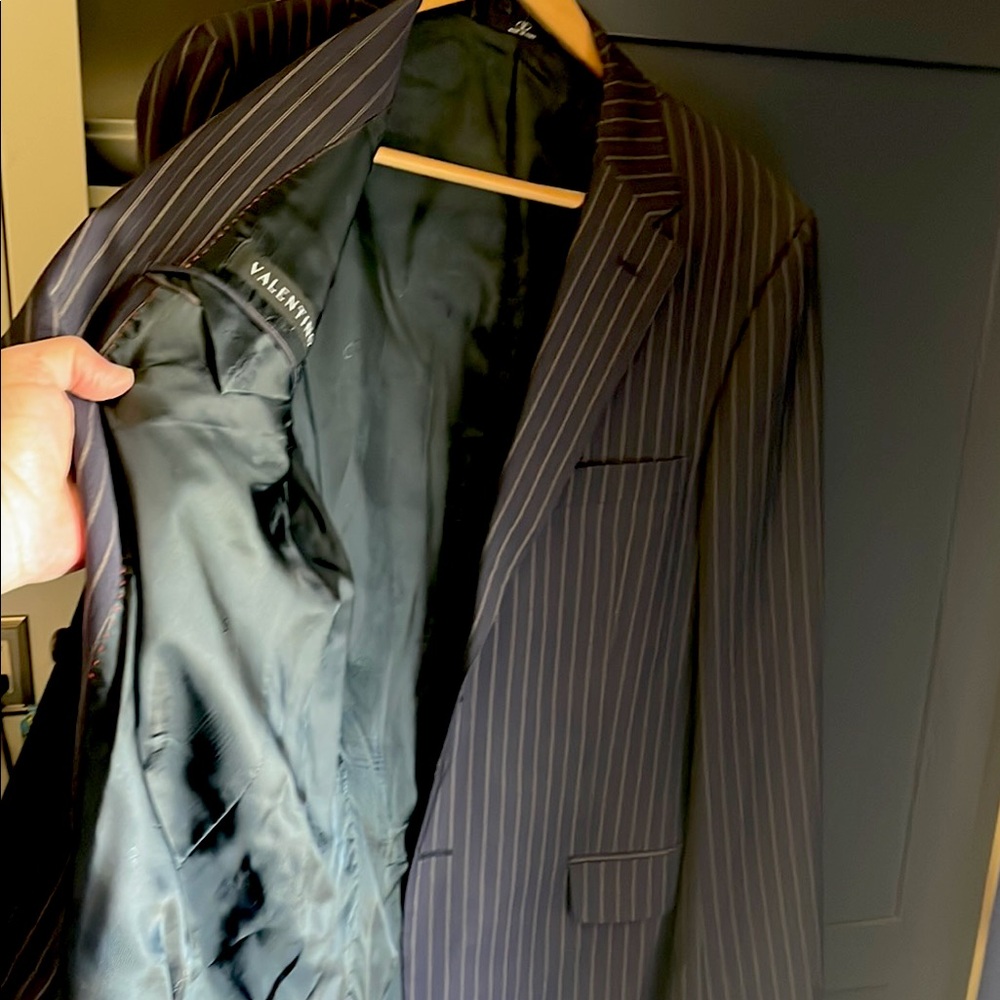Valentino Black Sport Coat Pinstripe Blazer
